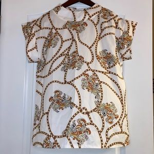 White, Brown, Orange, and Yellow Detailed Blouse